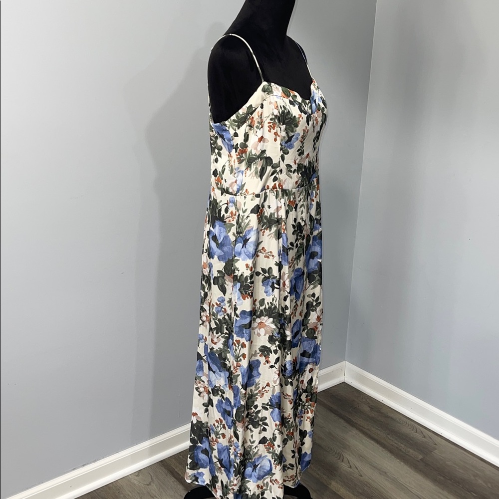 Abercrombie & Fitch Camille Dress cream blue green floral print size Large women - Picture 8 of 16